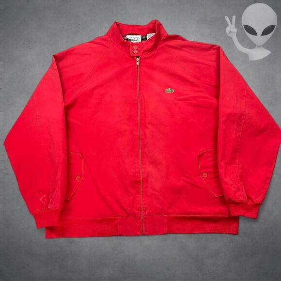 Lacoste Harrington Jacket Large Red Plaid Lining Vintage 80s Bomber - Picture 5 of 8